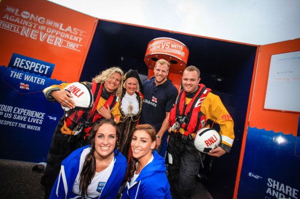 Pictured L-R Back - Virginia Billcliff (RNLI Volunteer), Denise Cobb (Brighton and Hove Mayor), James Haskell (Wasps and England Rugby Player) and Dan Gurr (RNLI Volunteer).